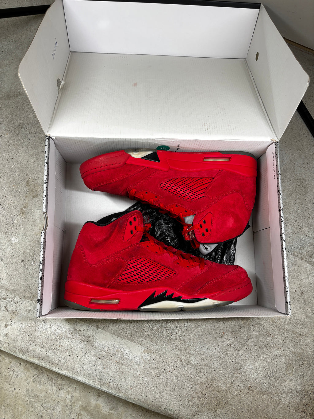 RED SUEDE 5s SIZE 13