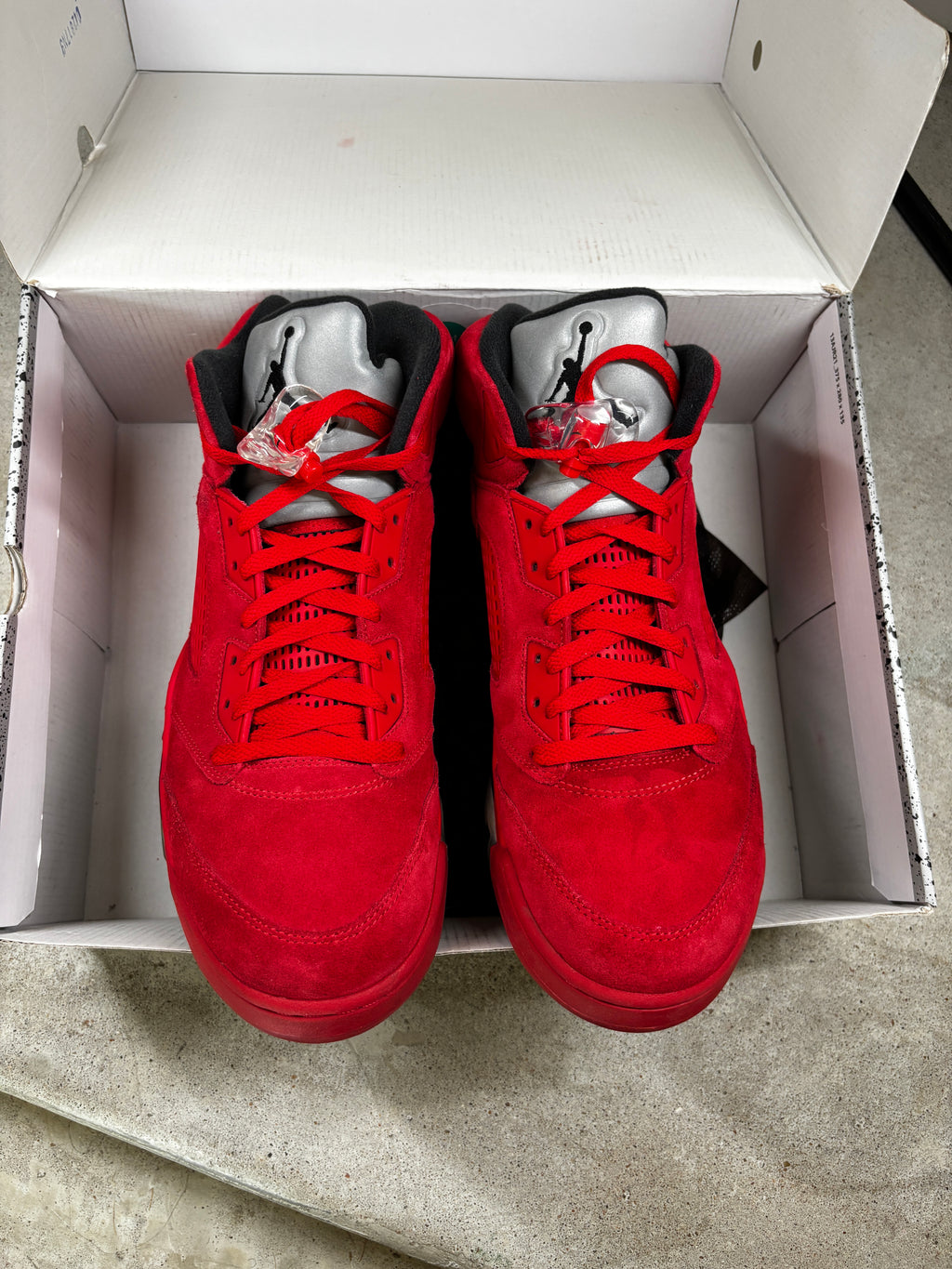 RED SUEDE 5s SIZE 13