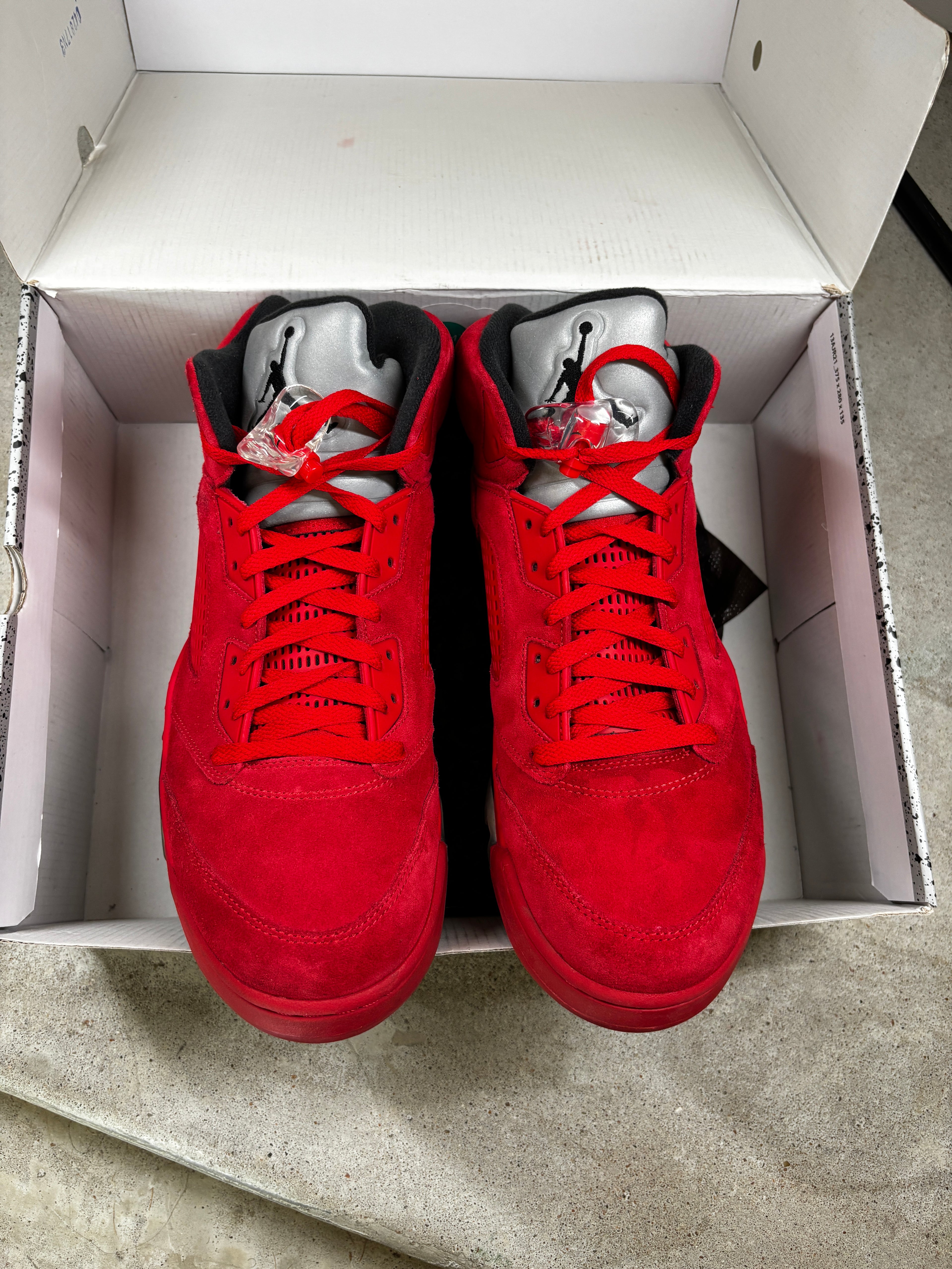 RED SUEDE 5s SIZE 13