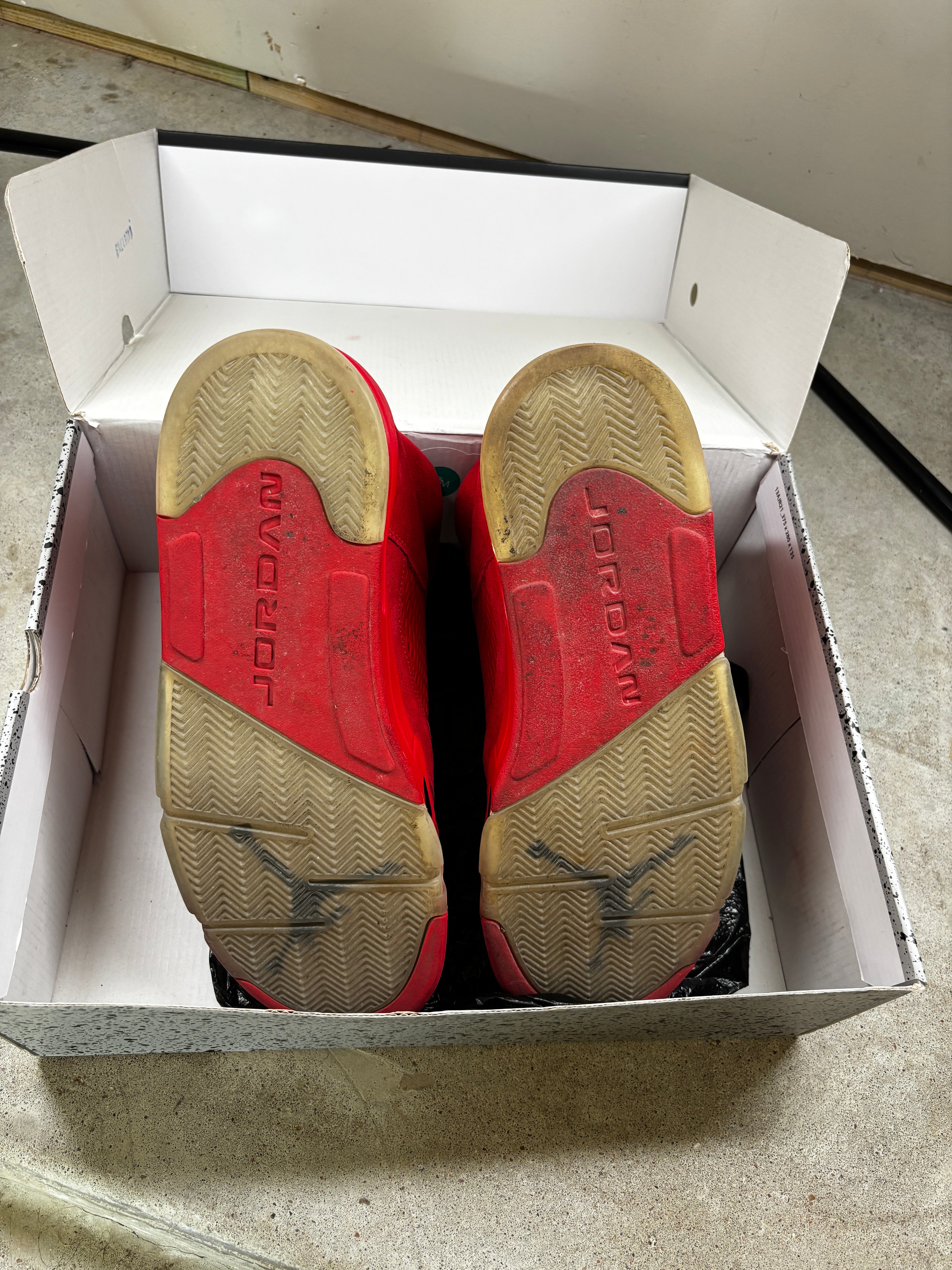 RED SUEDE 5s SIZE 13